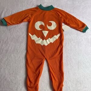 Vintage 3-6 Month Pumpkin First Halloween Costume Footie Baby Boys Girls Retro